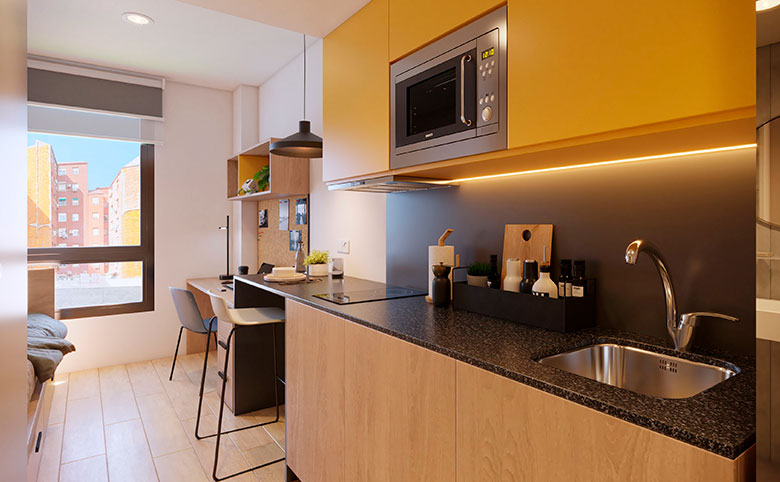 Livensa Living Barcelona Sants Badal Cocina Residencia Estudiantes Barcelona Sants-Badal